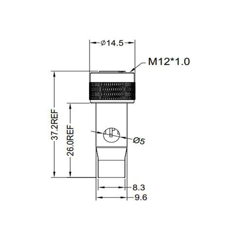 M12 3pins A code female moldable connector with shielded,brass with nickel plated screw